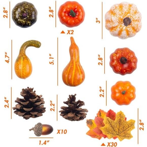 50 PCS Thanksgiving Artificial Pumpkins and Gourds Set Fall Decorations - Picture 3 of 7